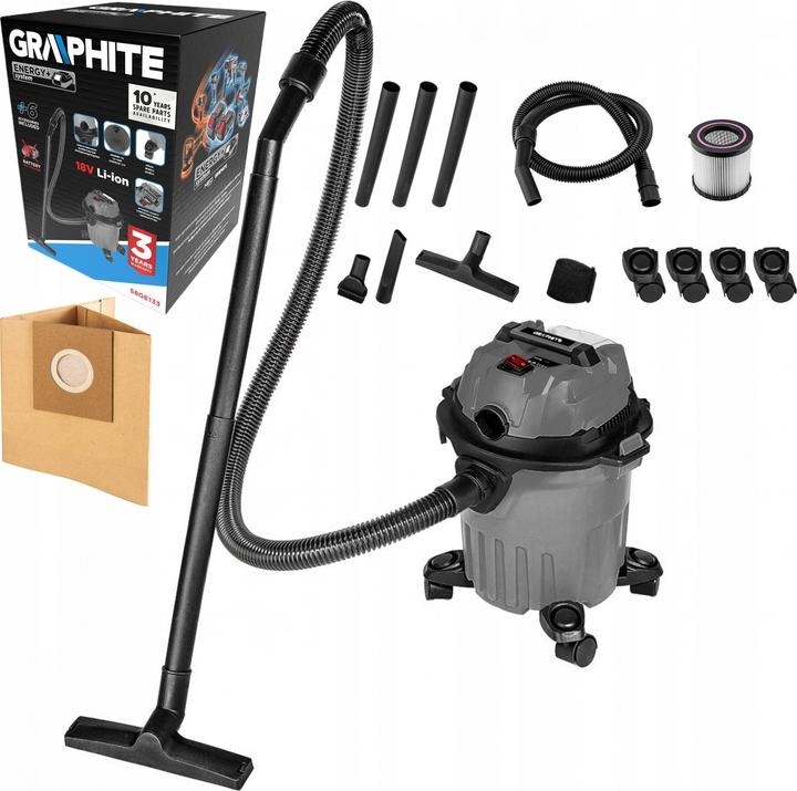 Produktbild Graphite Werkstattstaubsauger Energy+ 18V Li-lon, nass und trocken, 12L Tank (Nass-Trockensauger)
