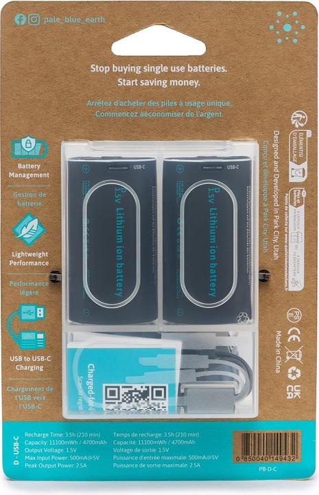 Produktbild Pale Blue Battery D USB-C (2 Stk., D, 5000 mAh)