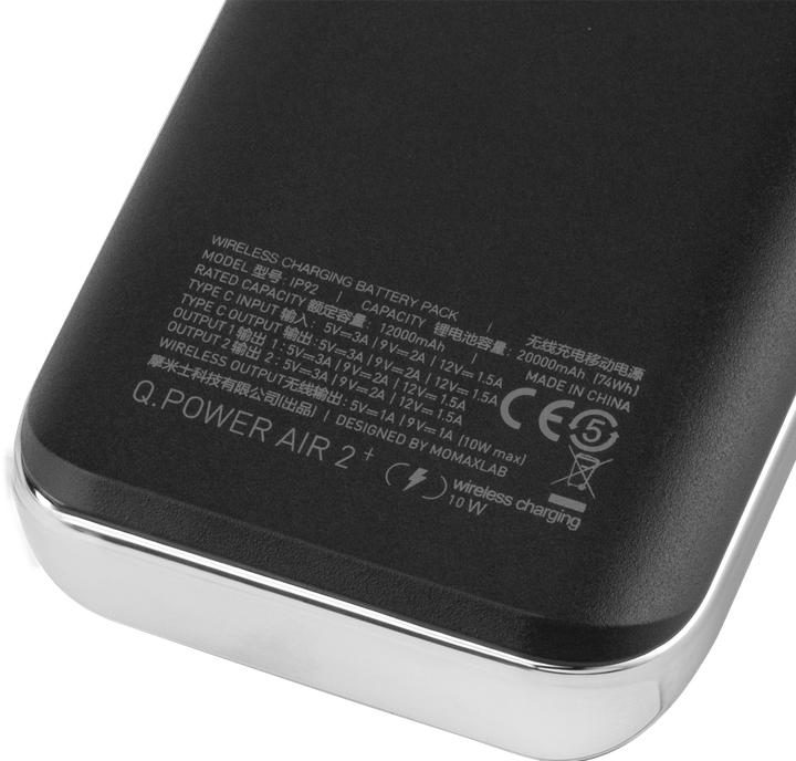 Actual product image Momax Q.POWER AIR 2+ Wireless External Battery Pack 20,000mAh (PD 18W + QC3.0 + 10W Wireless)