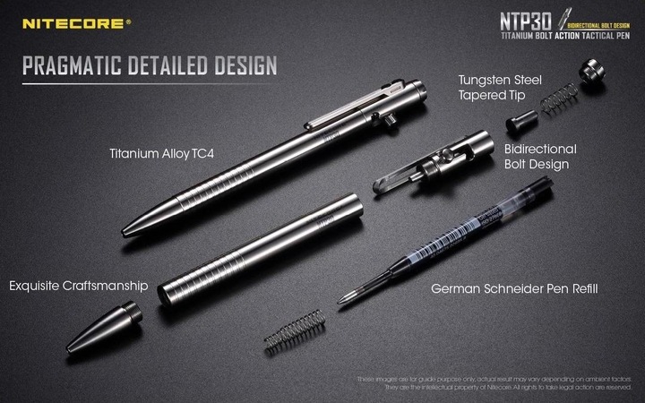 Actual product image Nitecore Titanium Pen NTP30 (Silver, 1 x)