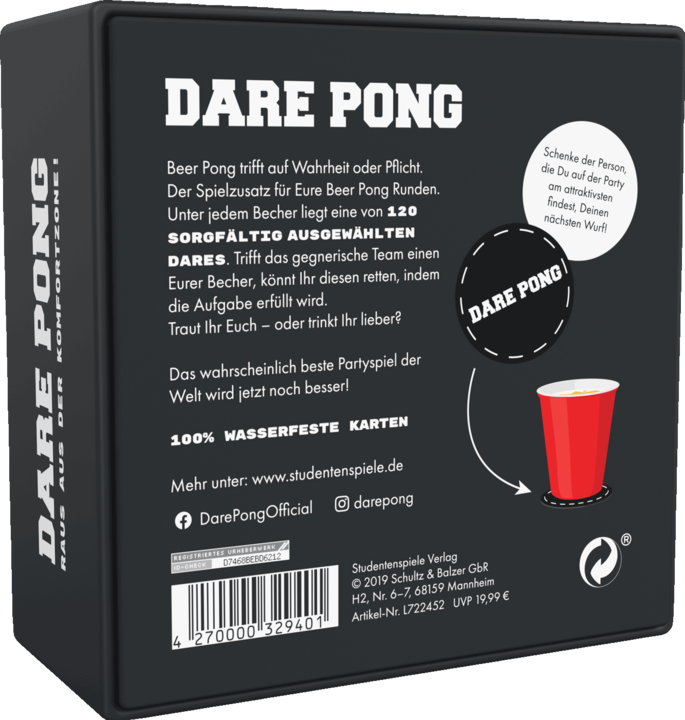 Actual product image MrPong Dare Pong (German) Beer Pong game