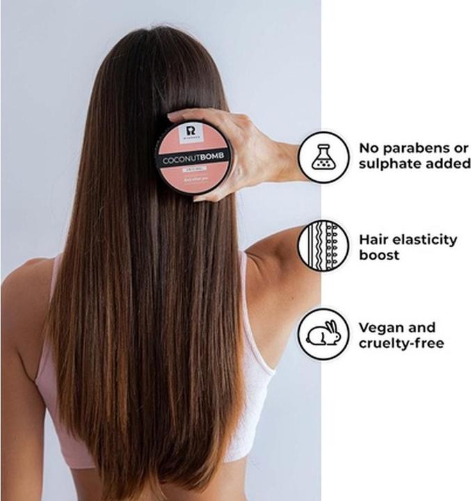 Immagine prodotto Byrokko Coconut Bomb Hair Mask 180g Trattamento nutriente per capelli secchi e danneggiati Vegan e Cruelty