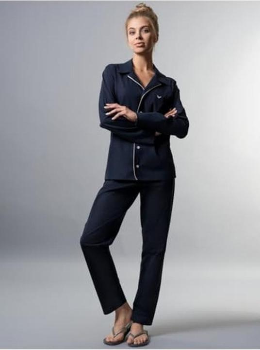 Actual product image Trigema Chique Pyjama with Button Closure, Elegant Contrast Collar, Classic Cut (XL)