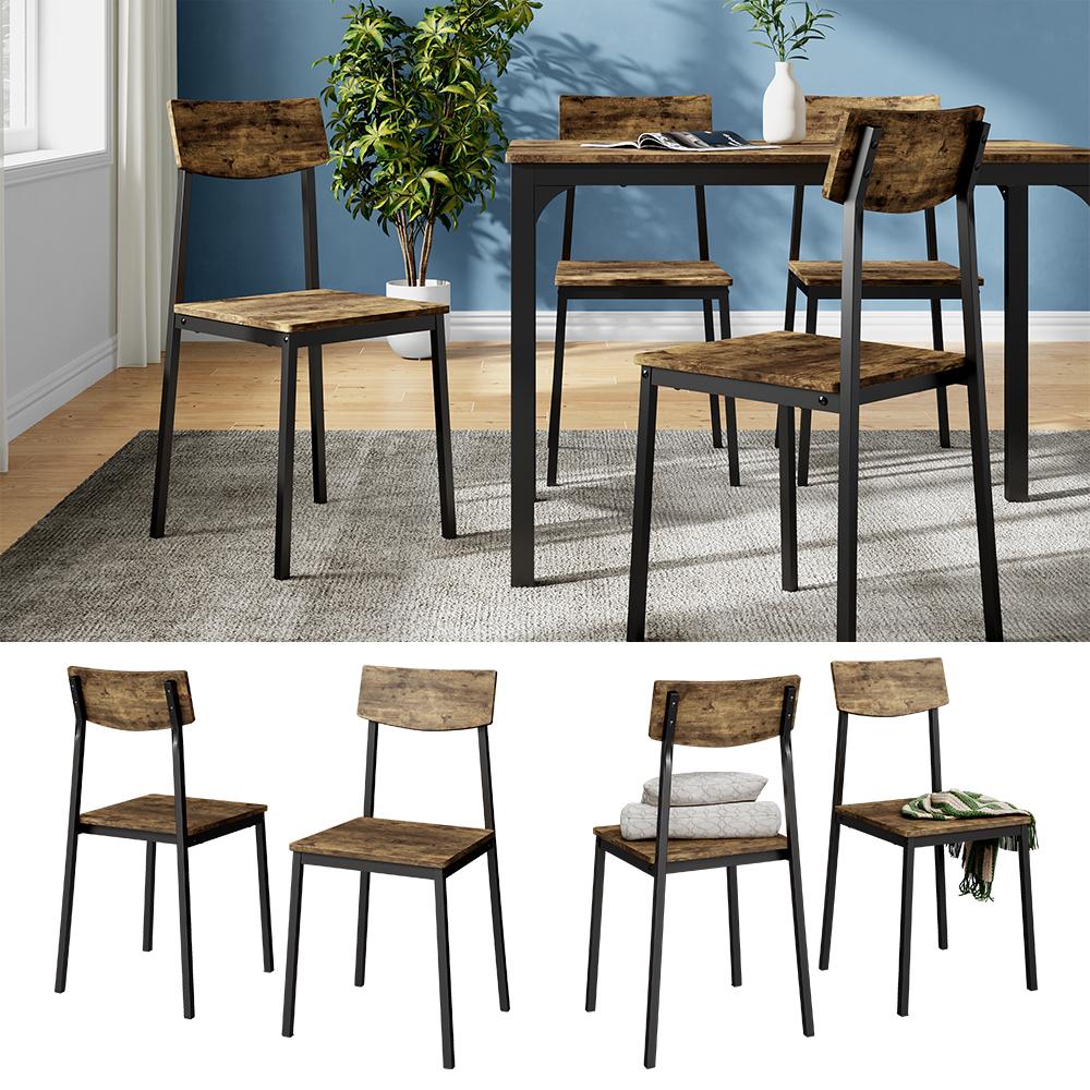 Thumbnail - Vicco, Stühle, Esszimmerstuhl Fyrk, Schwarz/Eiche rustikal, 44 x 41 cm 4er Set