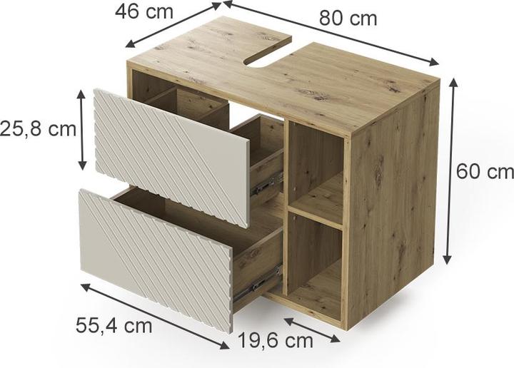 Produktbild Vicco Waschbeckenunterschrank Viola, Artisan-Eiche, 80 x 60 cm (80 x 46 x 60 cm)