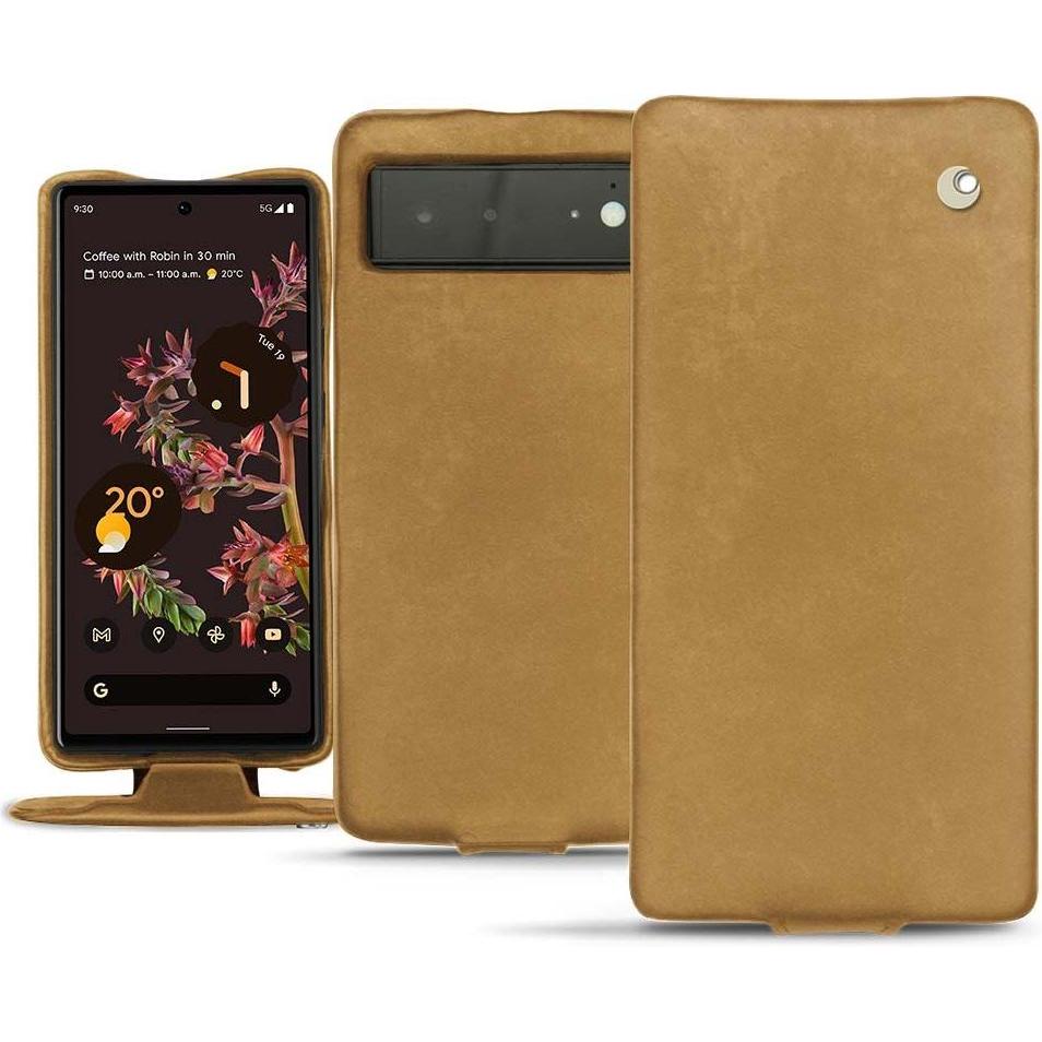 Noreve Lederschutzhülle vertikal (Google Pixel 6), Smartphone Hülle, Braun