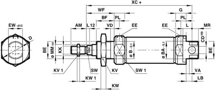 Actual product image Norgren RM/8000 Double Acting Cyl, 20 x 50mm