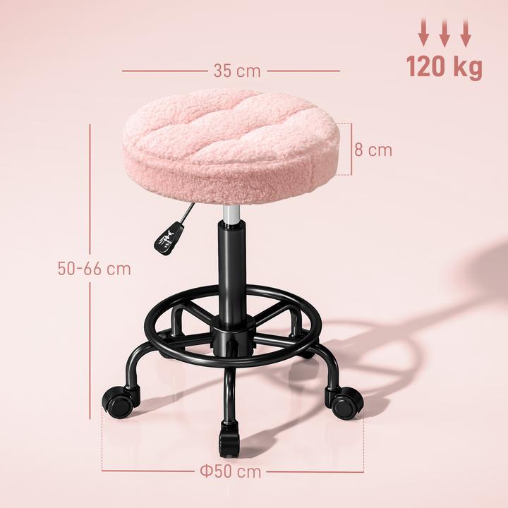 Produktbild Homcom Rollhocker Polyester, Metall Rosa