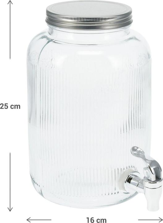 Actual product image Lumarko Getränkespender aus Glas mit Deckel, 4l, zylinderförmig