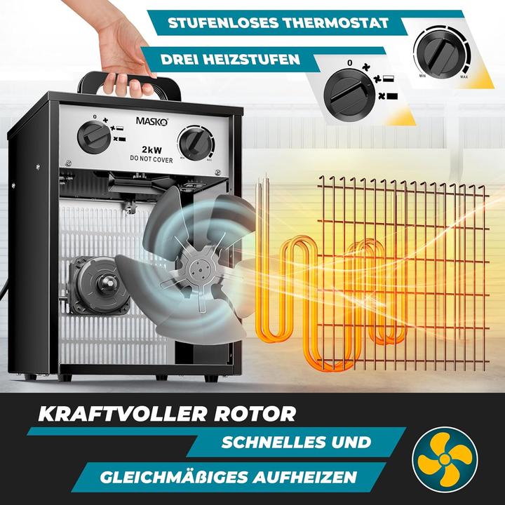 Produktbild Masko Elektroheizer mit Thermostat (2000 W)