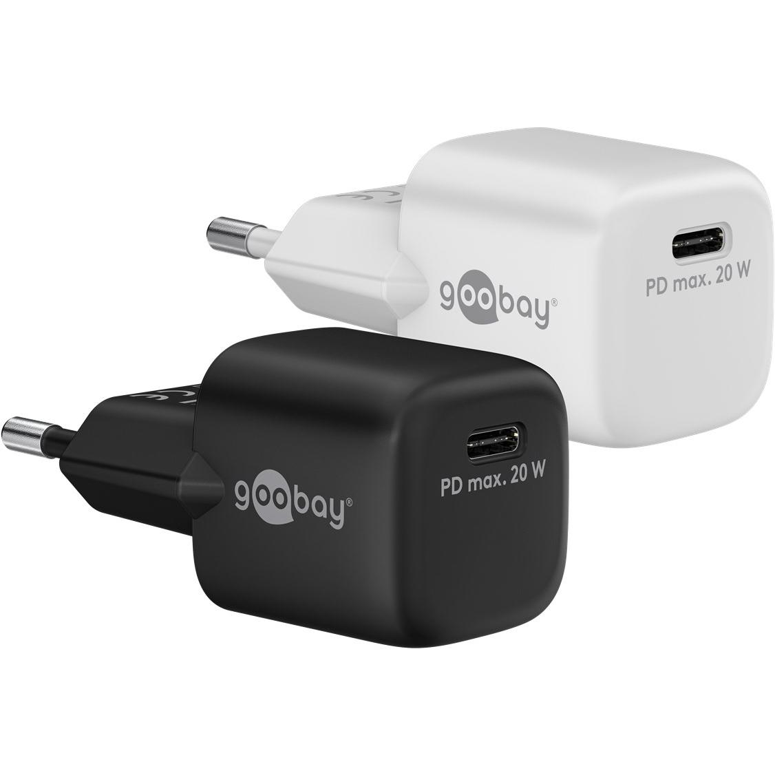 Thumbnail - Goobay USB-C PD Schnellladegerät Nano 20 W schwarz (20 W), USB Ladegerät, Schwarz