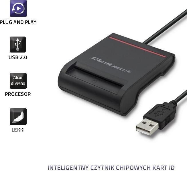 Produktbild Qoltec Skeneris Smart chip ID card scanner USB 2.0 Plug&Play (USB 2.0)