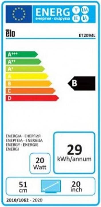 Energielabel ēlo ET2094L OPEN FRAME MONITOR (1920 x 1080 Pixels, 20")