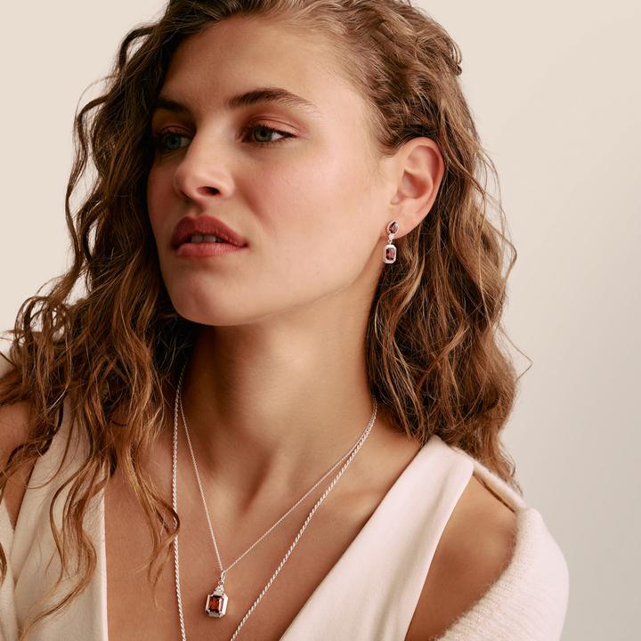 Immagine prodotto Thomas Sabo Ohrstecker Oktagon Granatrot Elyndra Silber (Argento 925)