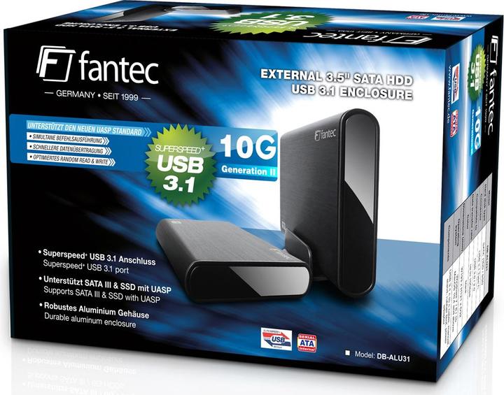 Actual product image Fantec Fantecdb-Alu31 Aluminium Case (3.5")