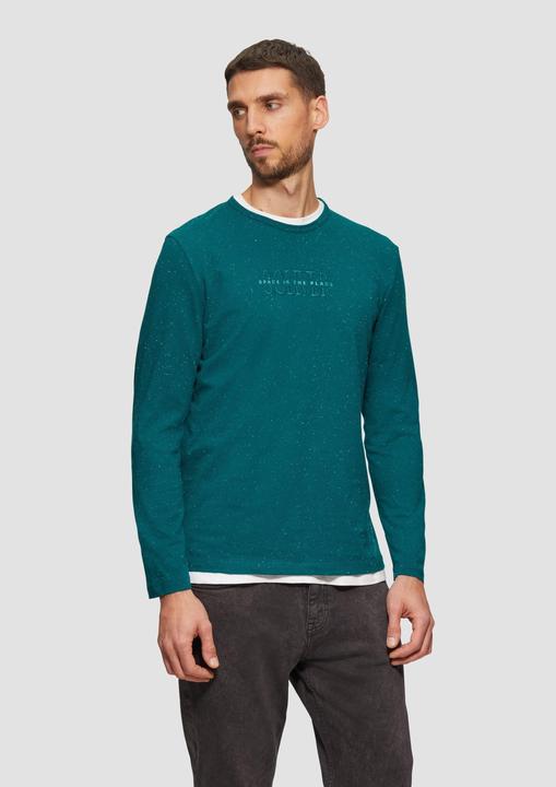 Actual product image S.Oliver T-Shirt Meliertes Longsleeve aus Jersey mit Logo-Print (3XL)