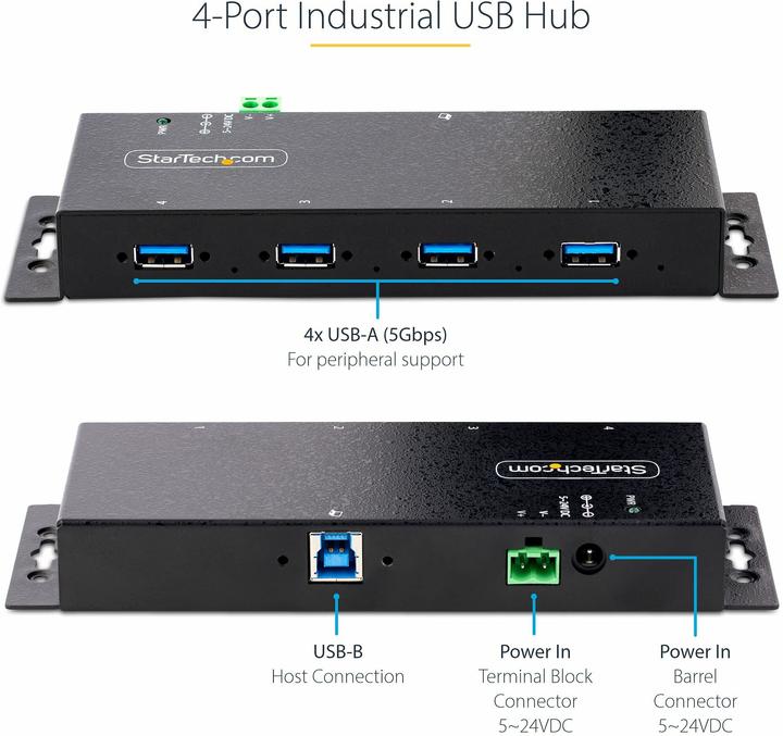 Image du produit StarTech HUB INDUSTRIEL USB 3.0 5GBPS (USB-B, 4 ports)