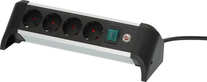 Actual product image Brennenstuhl 1391040400 Multiple socket outlet with switch silver-black protective contact 1 pc. (4x, CEE 7/3, 1.80 m)