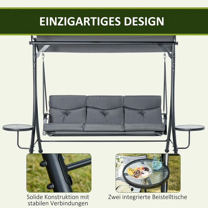 Immagine prodotto Outsunny Altalena Hollywood a 3 posti con tettuccio parasole regolabile