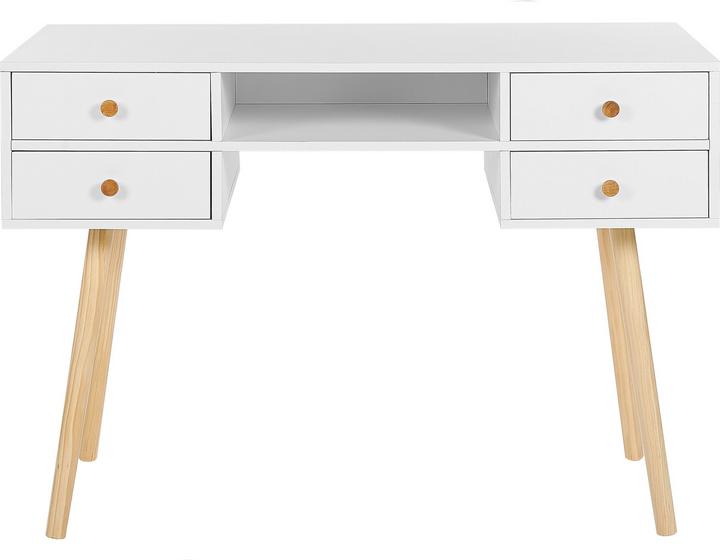 Produktbild Beliani Schreibtisch weiss 110 x 55 cm 4 Schubladen LEVIN (110 x 55 x 78 cm)
