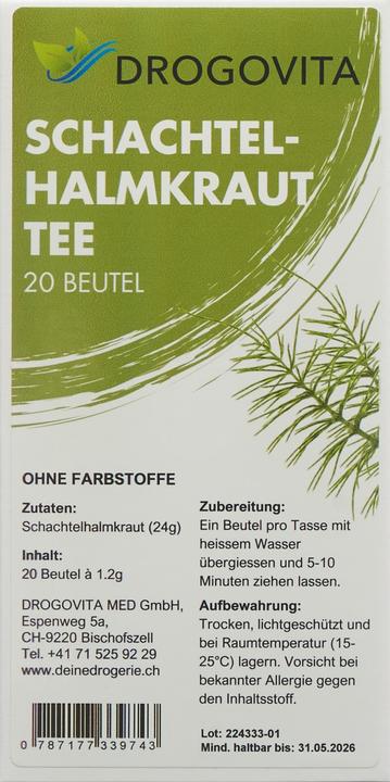 Valeurs nutritives et ingrédients Drogovita Schachtelhalm Tee (50 g)