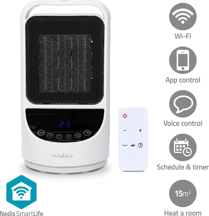 Immagine prodotto Nedis Termoventilatore PTC in ceramica SmartLife | Wi-Fi | 1500 W | 2 impostazioni di calore | (1500 W)