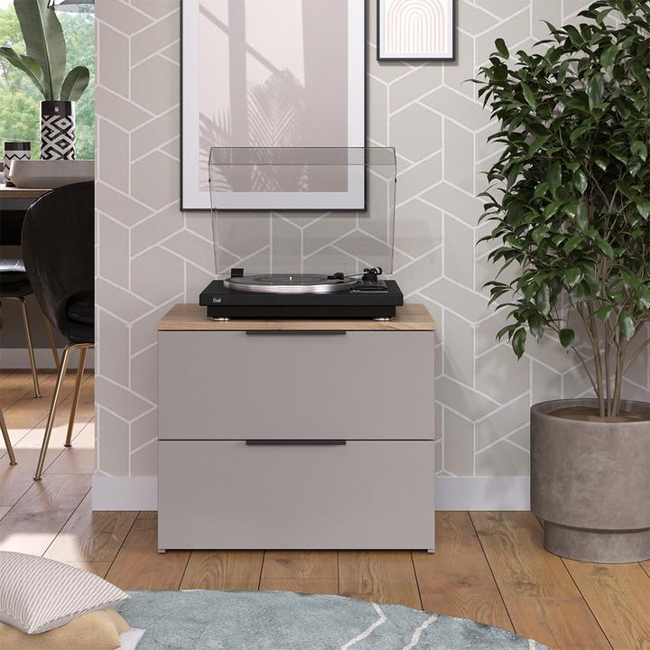Produktbild Vicco Kommode Wido, Greige/Sonoma, 60 x 50 cm mit 2 Schubladen (60 x 50 x 40 cm)