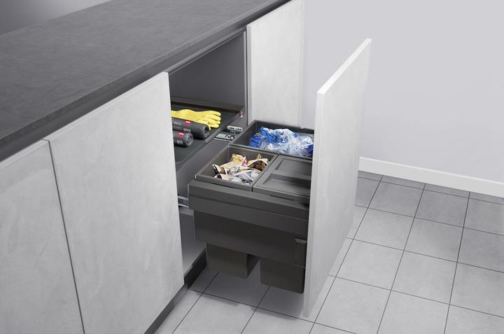 Actual product image Hailo Cargo Synchro Kitchen Waste Bin, Plastic, Grey, One Size (54 l)