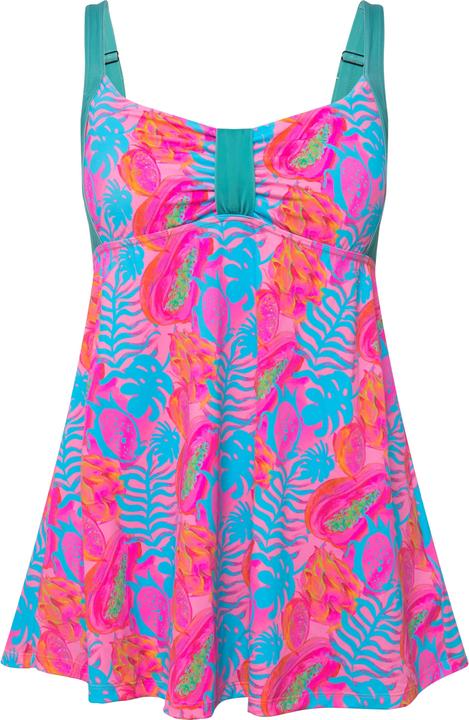 Produktbild Ulla Popken Badekleid, Neon-Blätterdruck, Softcups, Powermesh-Futter (46)