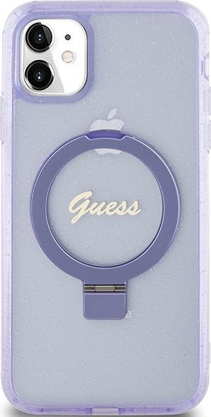 Produktbild Guess GUHMN61HRSGSU iPhone 11 / Xr 6.1" fioletowy/purple hardcase Ring Stand Script Glitter MagSafe (Apple iPhone 11, Apple iPhone XR)