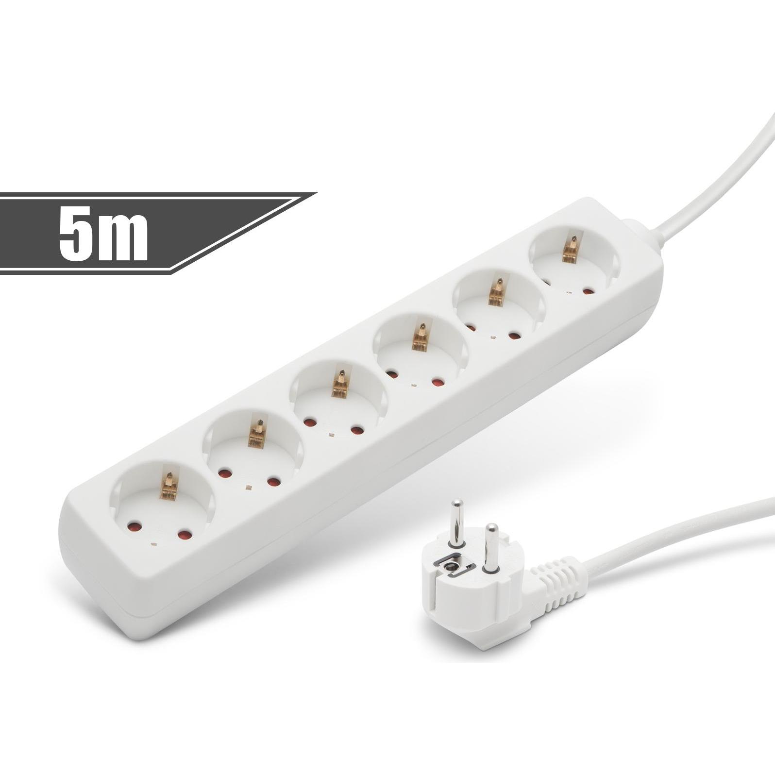 Delight, Ciabatta multipresa, Netzwerkverteiler 6din 5m weiss (6 x)