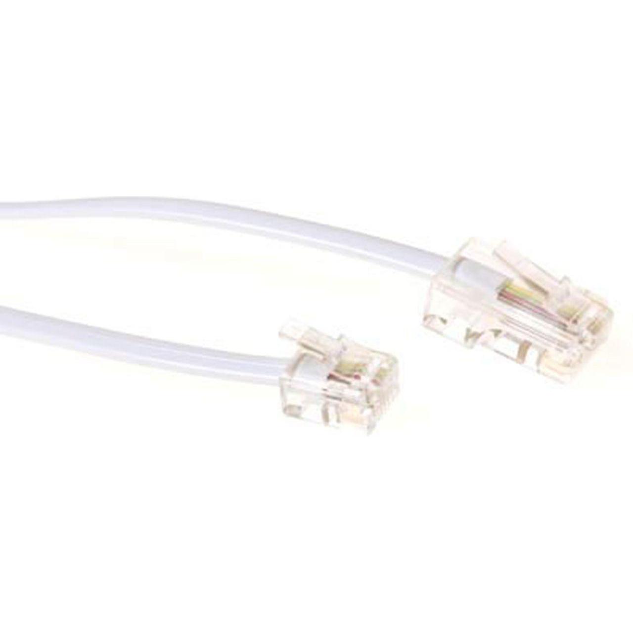 ACT Cavo telefonico piatto bianco di 2 metri con connettori RJ11 e RJ45. Cavo Rj45-rj11 bianco 2.00m, Accessori per telefoni