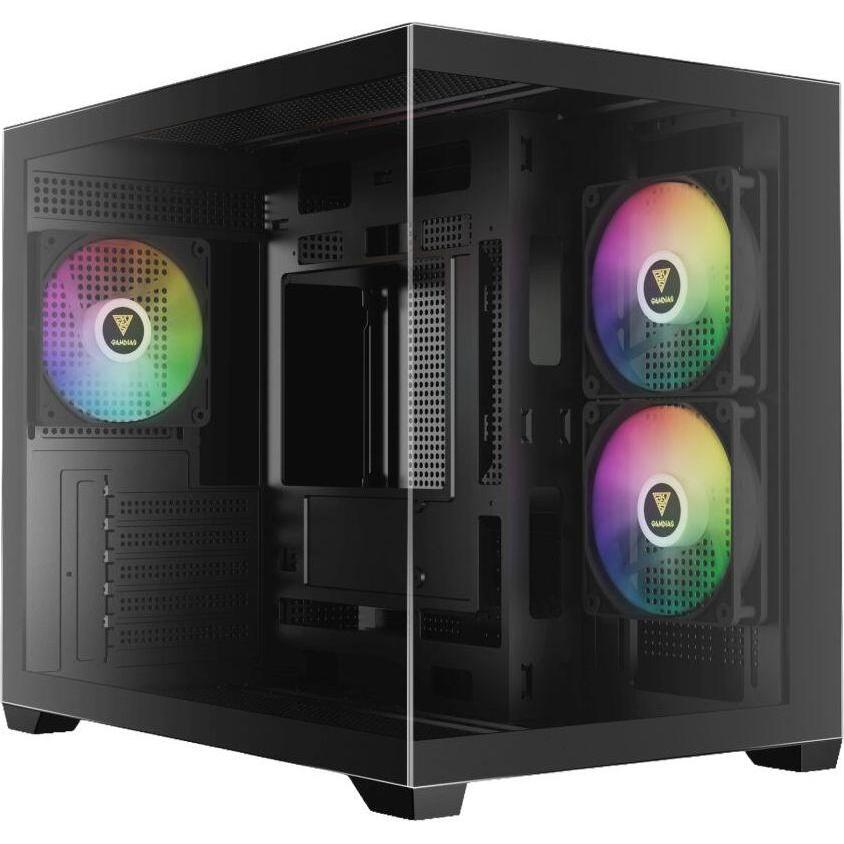 Gamdias Boitier Mini Tour Micro ATX Aura GC10M V2 RGB avec panneaux vitrés (Noir) (mATX), Case PC, Nero