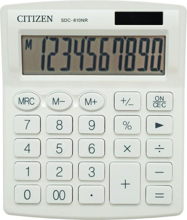 Citizen calculator calculator SDC810NRWHE, white, desktop, 10 seats, dual power supply (Batteries)