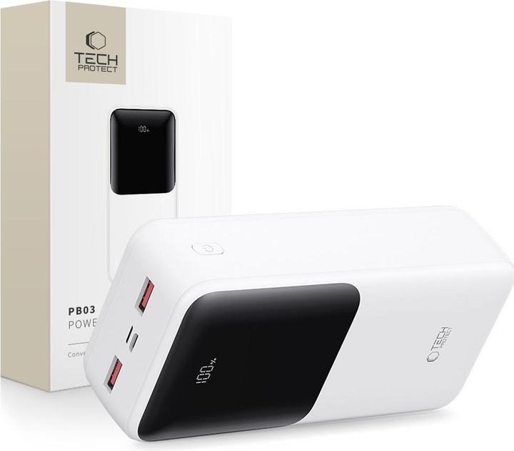 Actual product image Tech-Protect Powerbank PB03 30000mAh 22.5W - white (30000 mAh, 22.50 W)