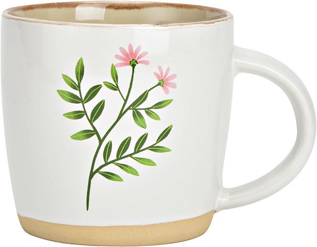 G. Wurm Jumbo Mug Stoneware Flower Decor white (W/H/D) 14x10x10cm 555ml (555 ml, 1 x)