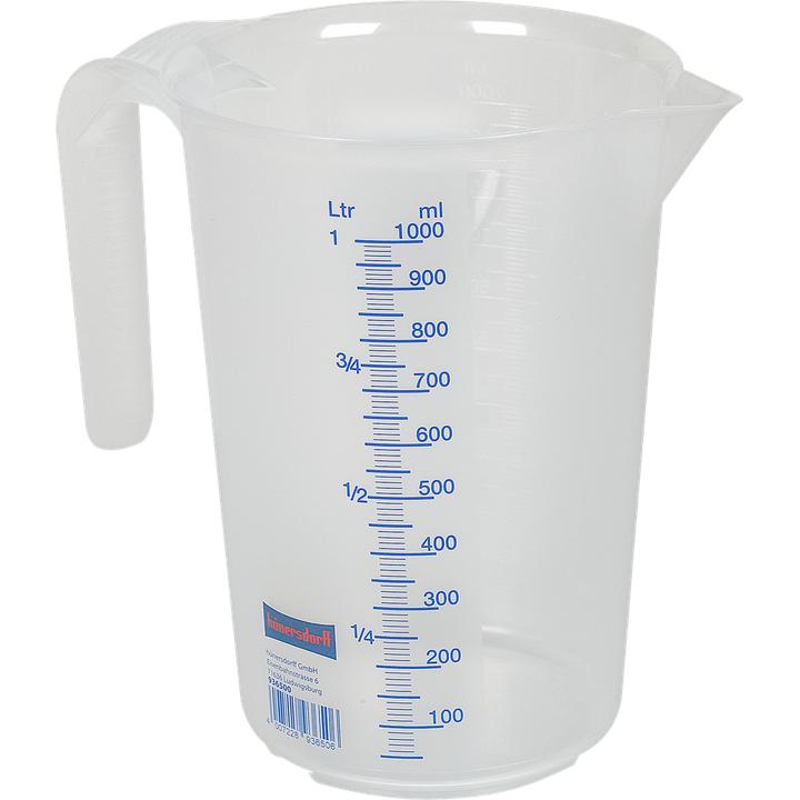 Actual product image Hünersdorff Measuring jug 1000 ml polypropylene transparent D117xH165mm handle open (1000 ml)