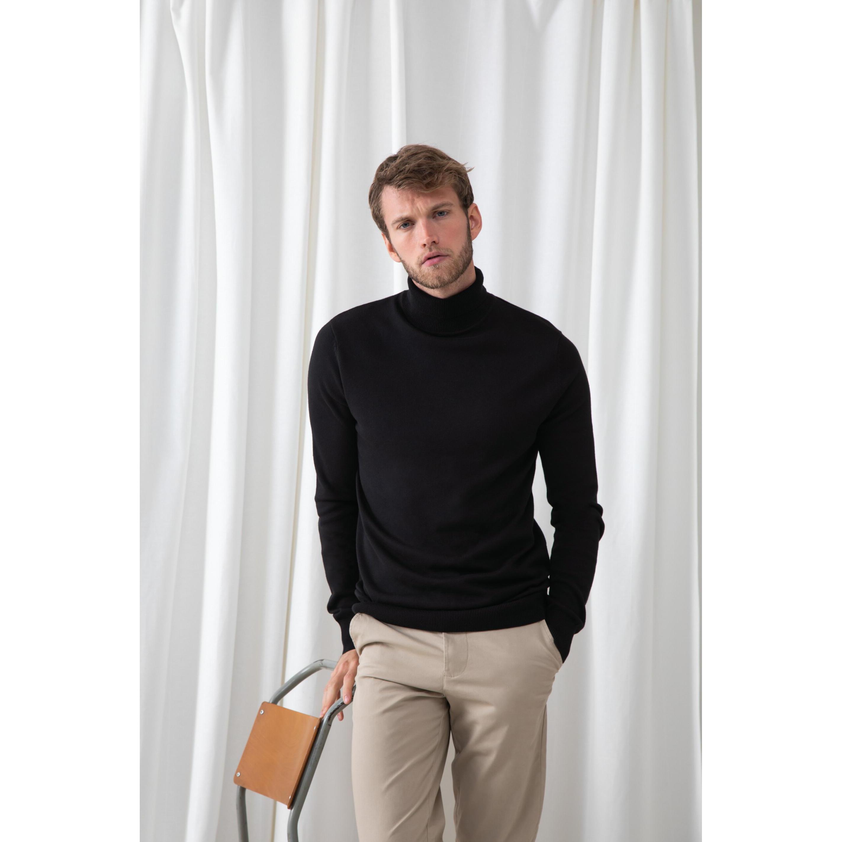 Thumbnail - Henbury, Herren, Pullover, Pullover mit Rollkragen, Schwarz, (L)