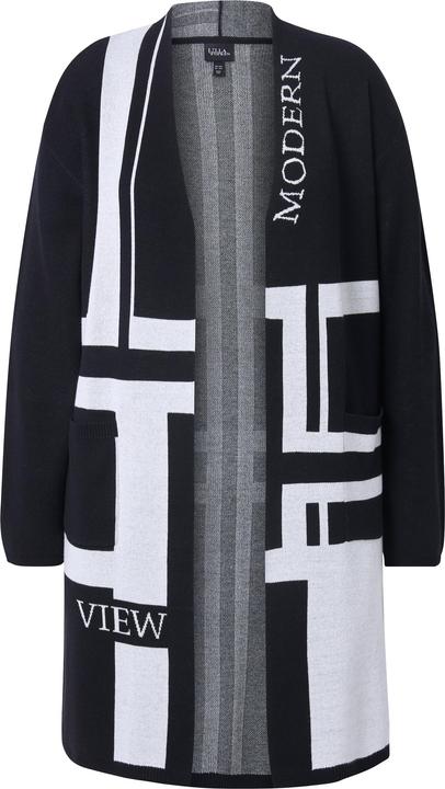 Produktbild Ulla Popken Long-Strickjacke, Jacquardstrick, V-Ausschnitt, Langarm (60)
