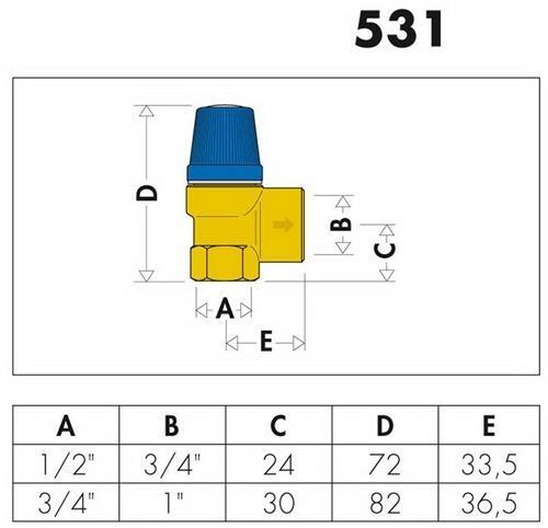 Actual product image Caleffi Diaphragm safety valve 1/2inch, 8 bar
