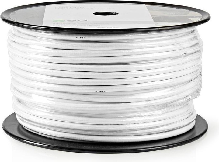 Produktbild Nedis Antennenkabel auf Rolle RG6T 75 Ohm Doppelt geschirmt ECA 100.0 m Koax PVC Weiss Rolle (75 dB, Antennenkabel)