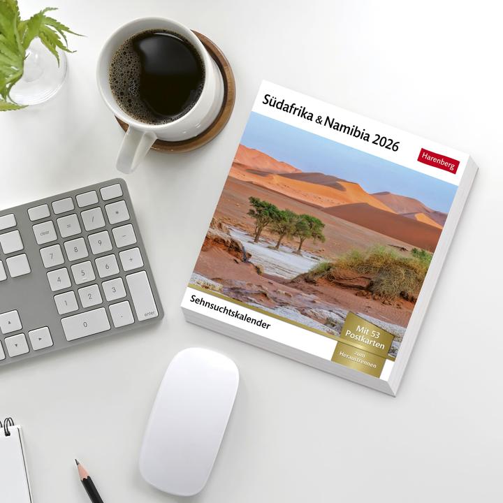 Actual product image Harenberg Südafrika & Namibia Sehnsuchtskalender 2026 - Wochenkalender mit 53 Postkarten (Hardcover, German)