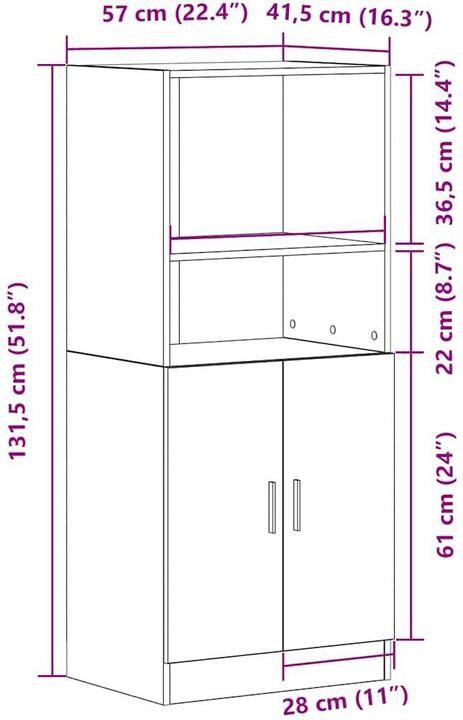 Actual product image vidaXL Küchenschrank (57 x 41.50 x 131.50 cm)