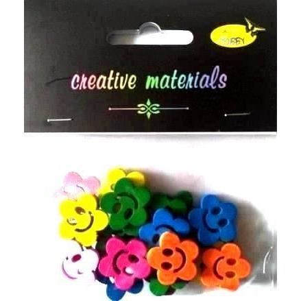 Euro Trade Holzknöpfe mit bunten Blumen 20mm 6g