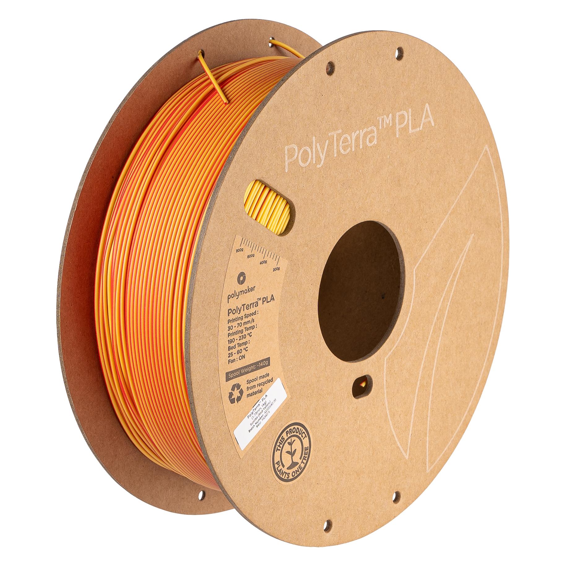 Polymaker PolyTerra Pla Gradient (Pla, 1.75 mm, 1000 g, Mehrfarbig), 3D Filament, Mehrfarbig