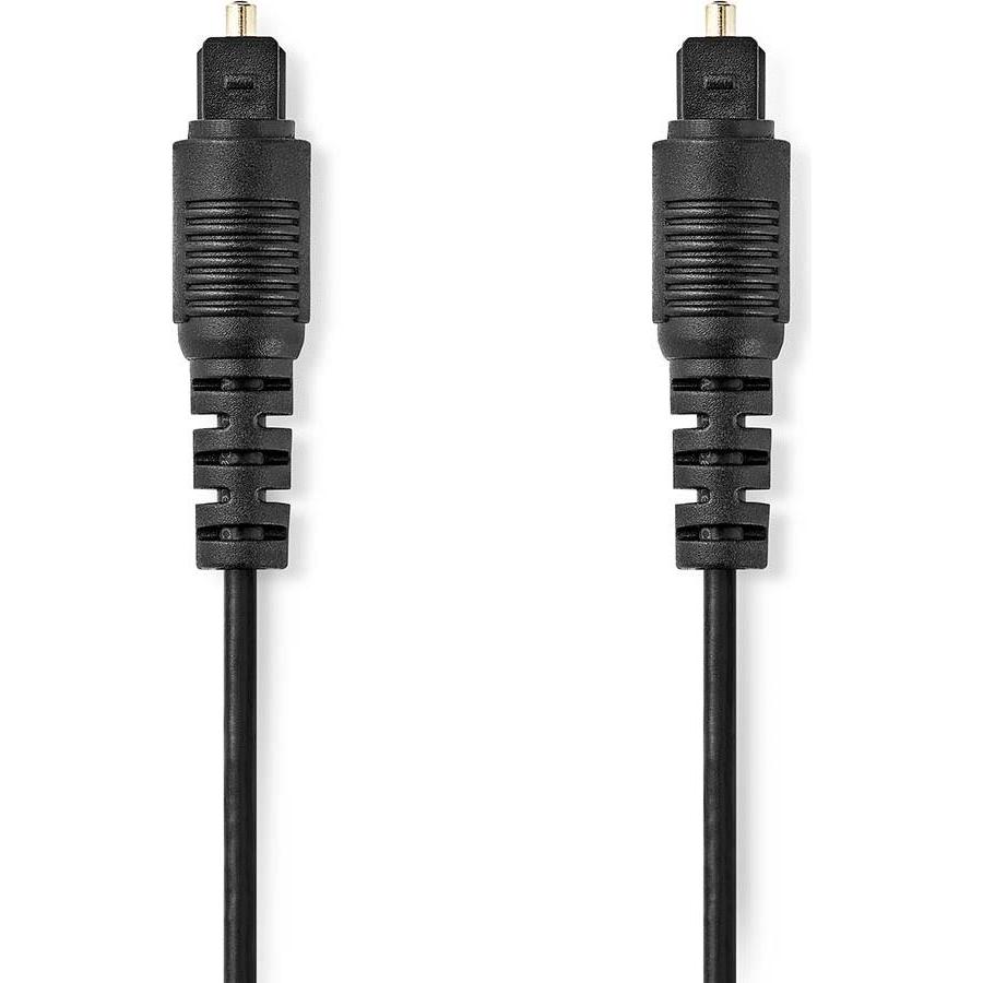 Nedis Optisches Audiokabel Toslink Stecker Toslink Stecker 2.00 m Rund PVC Schwarz Lab (2 m, TOSLINK), Audio Kabel