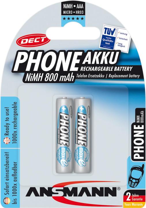 Ansmann AAA (2 Stk., AAA / LR03 / Micro / R03 / AM4 / MN2400 / KR03, 800 mAh)