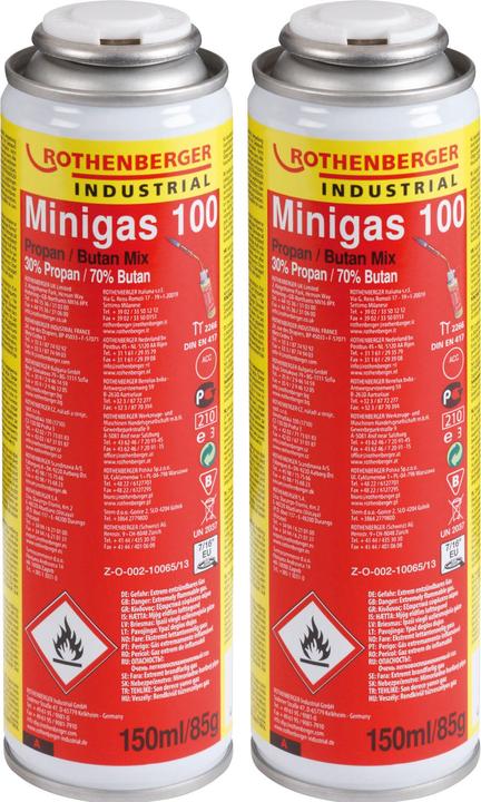 Nährwerte und Zutaten Rothenberger Minigas 100 - Brenngas-Kartusche - Butan/Propan Mix - 150 ml, 2 Stück