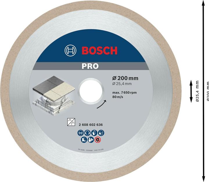 Immagine prodotto Bosch Professional Zubehör PRO Disco da taglio diamantato in ceramica, 200 x 25,4 mm