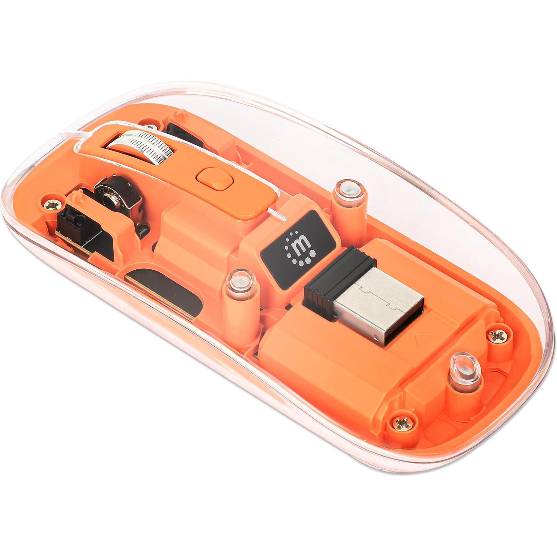 Thumbnail - Manhattan MH Transparent 4D mouse, White (Kabellos), Maus, Orange, Transparent